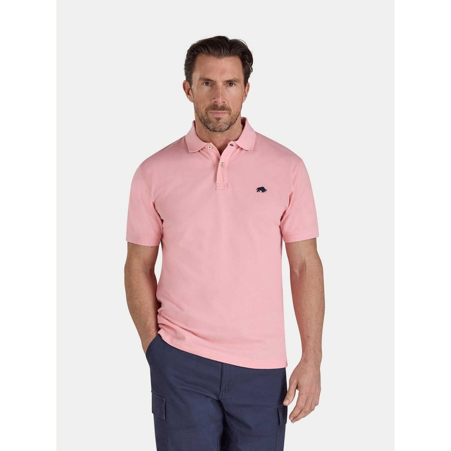 Light Pink - Front - Raging Bull Mens Classic Organic Polo Shirt