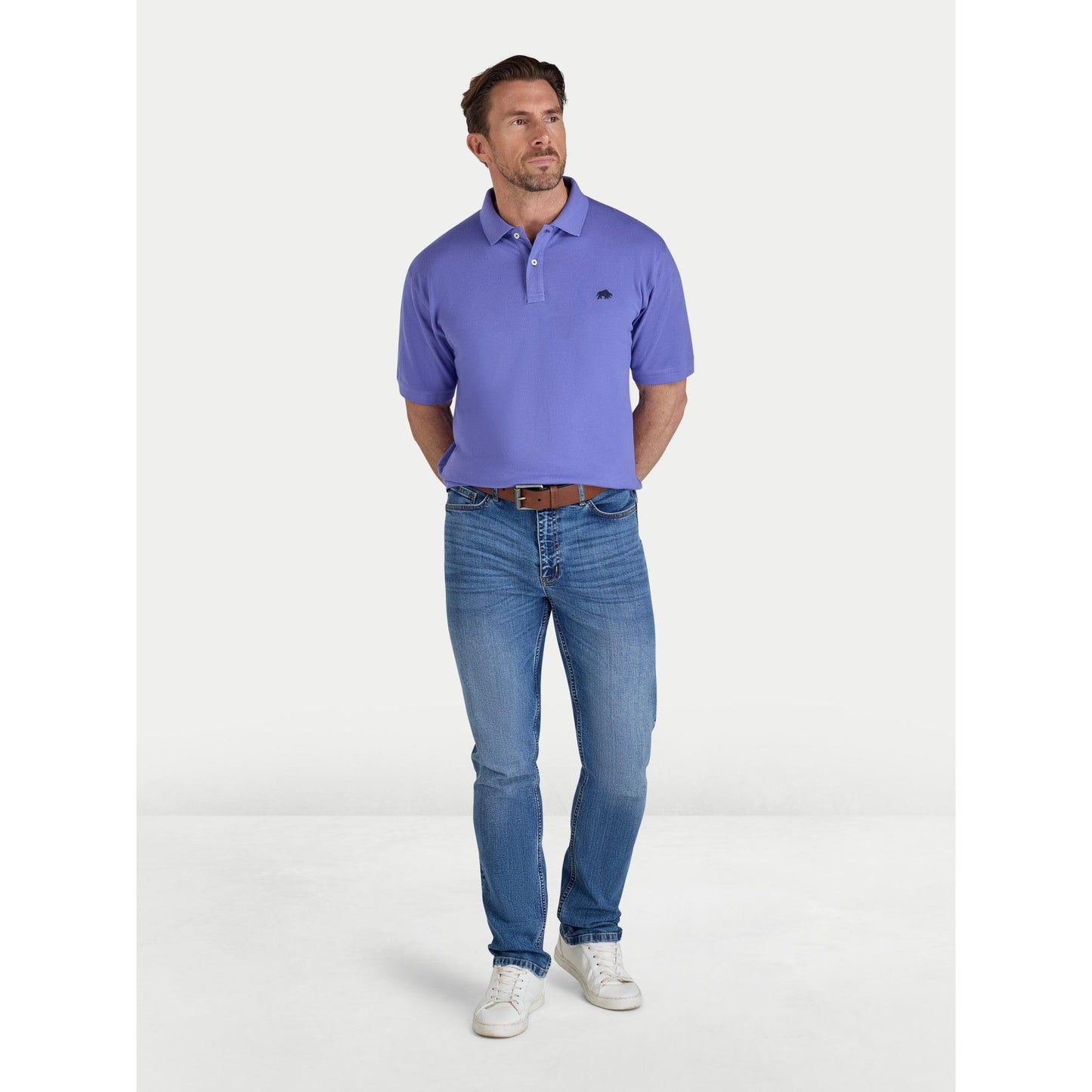 Purple - Side - Raging Bull Mens Classic Organic Polo Shirt