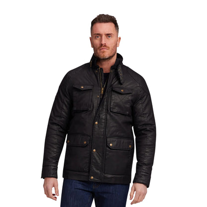 Black - Side - Raging Bull Mens Wax Effect Jacket