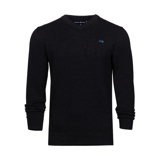 Black - Front - Raging Bull Mens Classic Knitted Cashmere Blend V Neck Jumper