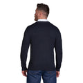 Black - Back - Raging Bull Mens Classic Knitted Cashmere Blend V Neck Jumper