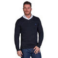 Black - Side - Raging Bull Mens Classic Knitted Cashmere Blend V Neck Jumper