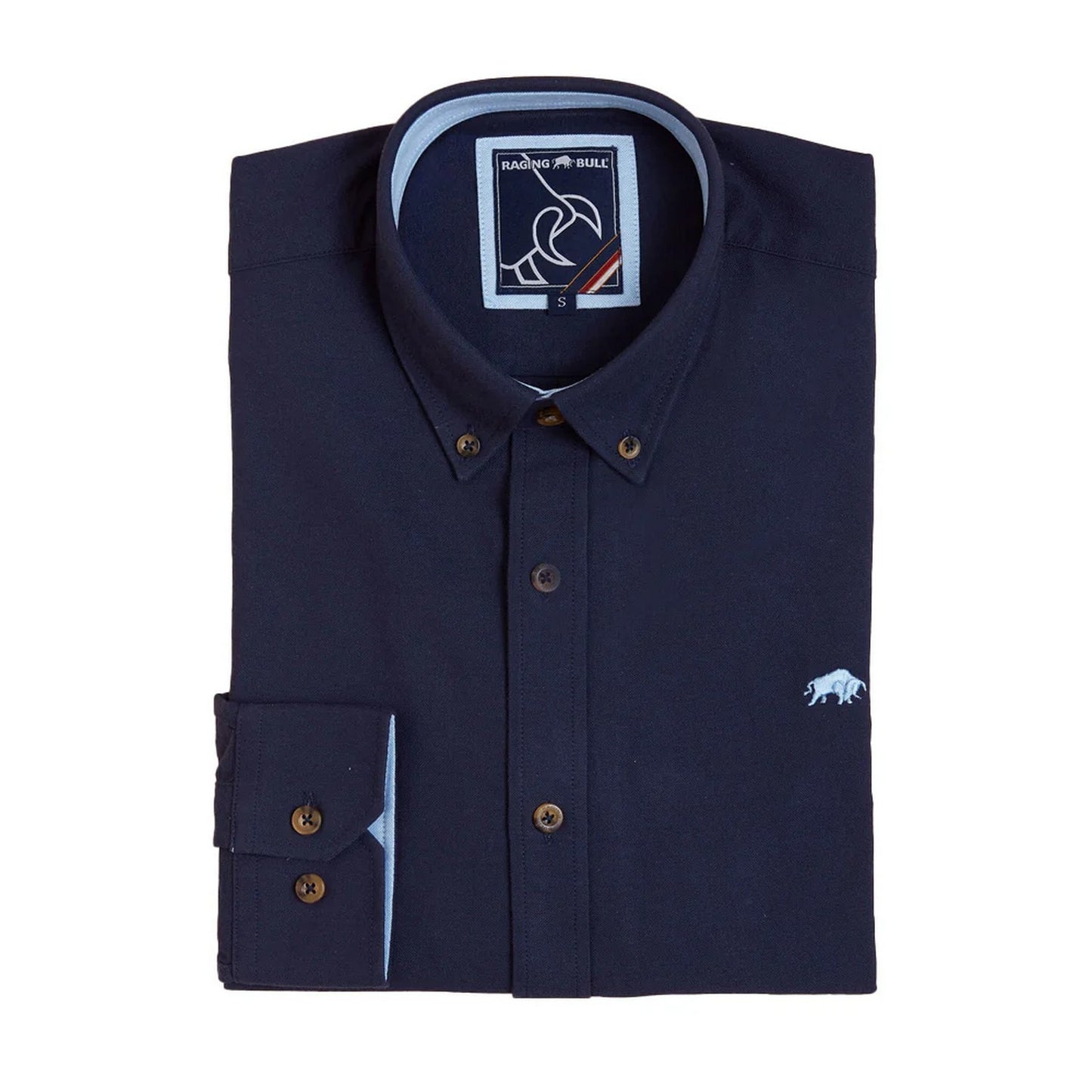 Navy - Lifestyle - Raging Bull Mens Oxford Classic Long-Sleeved Shirt