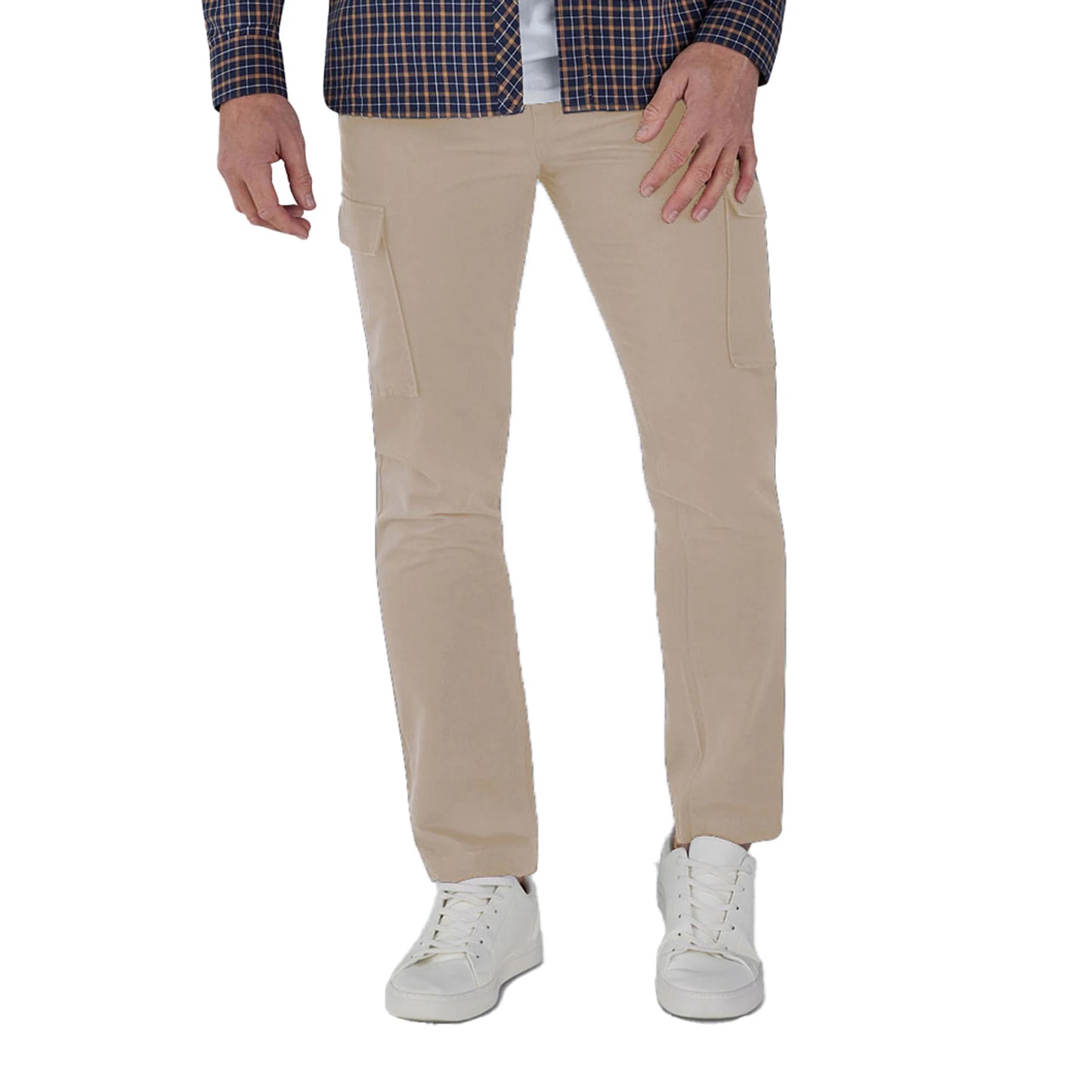 Tan - Side - Raging Bull Mens Plain Cargo Trousers