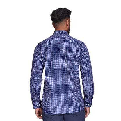Navy - Back - Raging Bull Mens Geometric Long-Sleeved Shirt