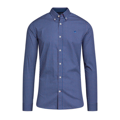 Navy - Front - Raging Bull Mens Geometric Long-Sleeved Shirt