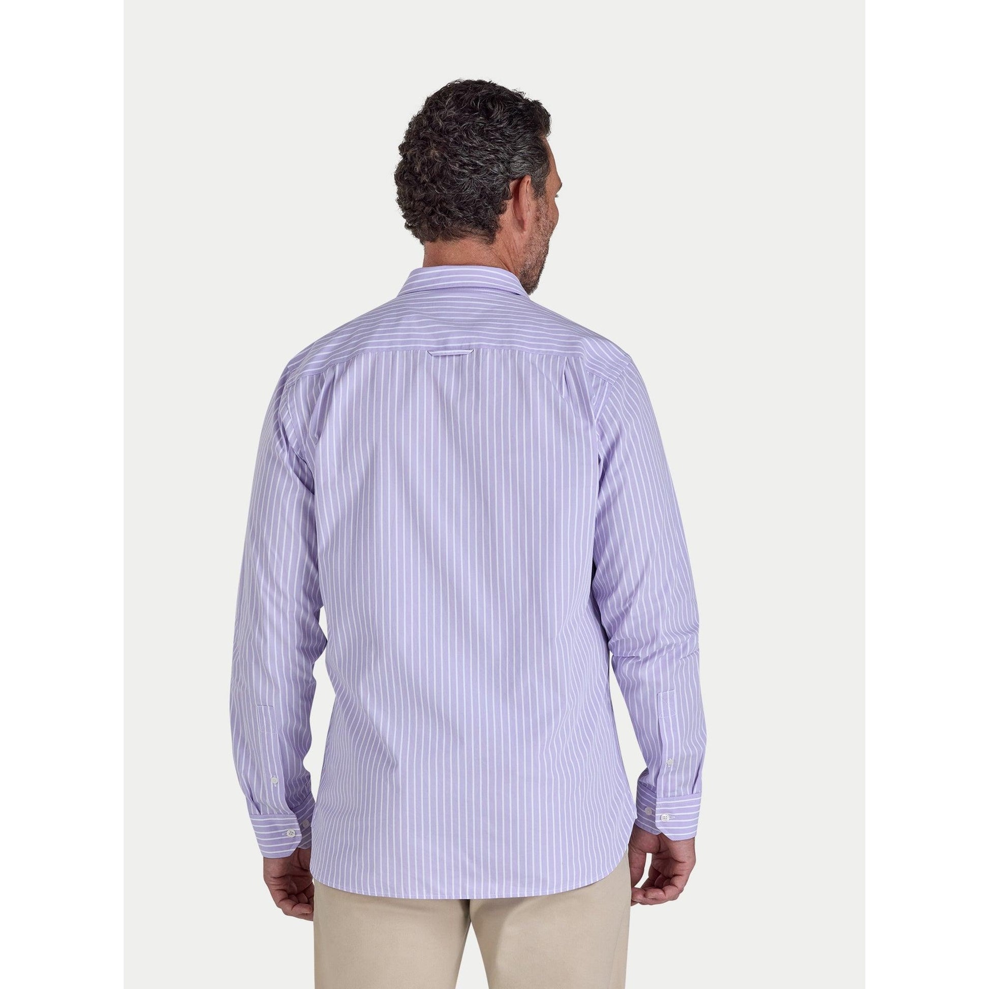 Lilac - Back - Raging Bull Mens Classic Stripe Long-Sleeved Shirt
