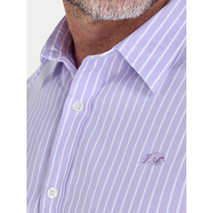 Lilac - Lifestyle - Raging Bull Mens Classic Stripe Long-Sleeved Shirt