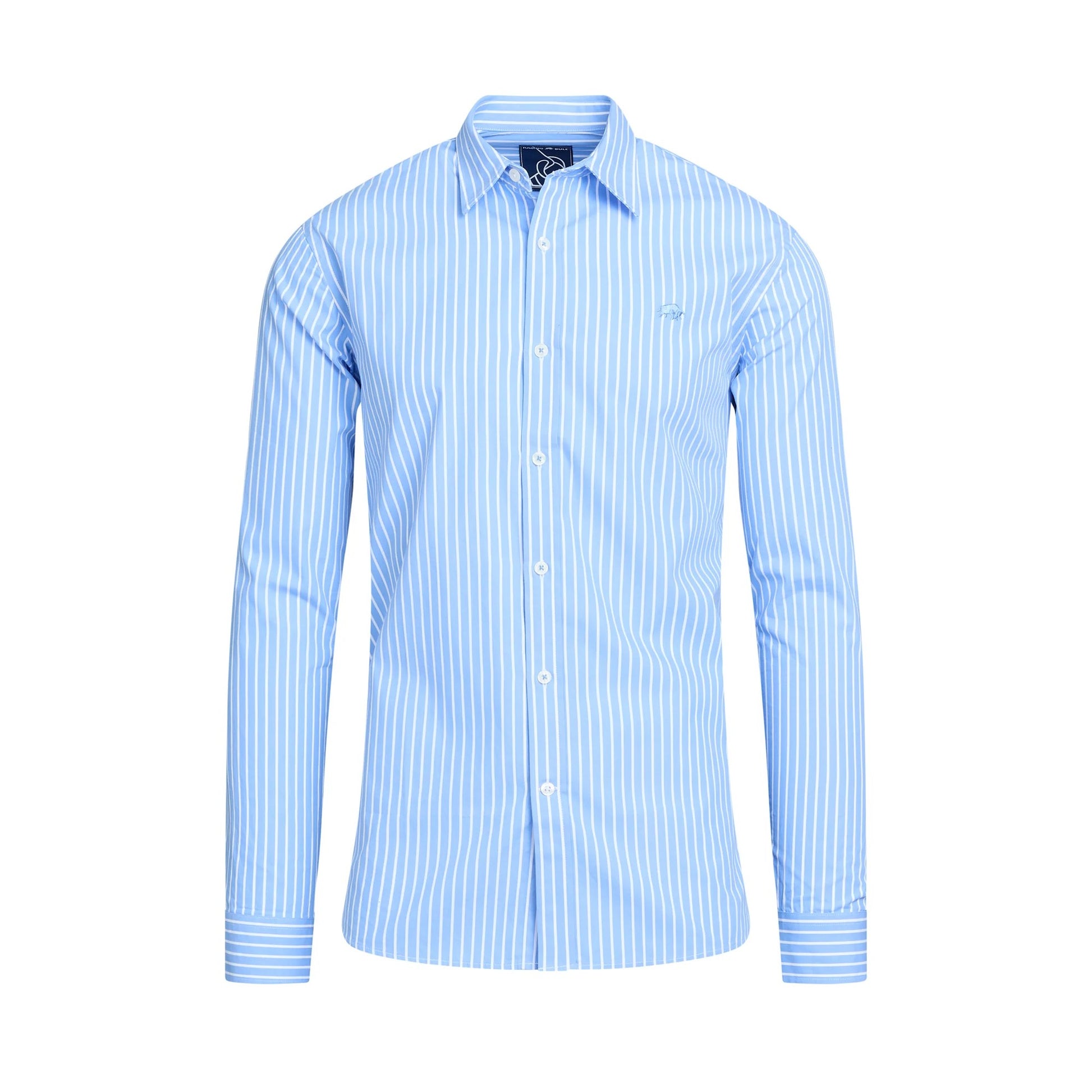 Mid Blue - Front - Raging Bull Mens Classic Stripe Long-Sleeved Shirt