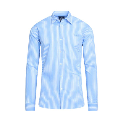 Mid Blue - Front - Raging Bull Mens Classic Stripe Long-Sleeved Shirt