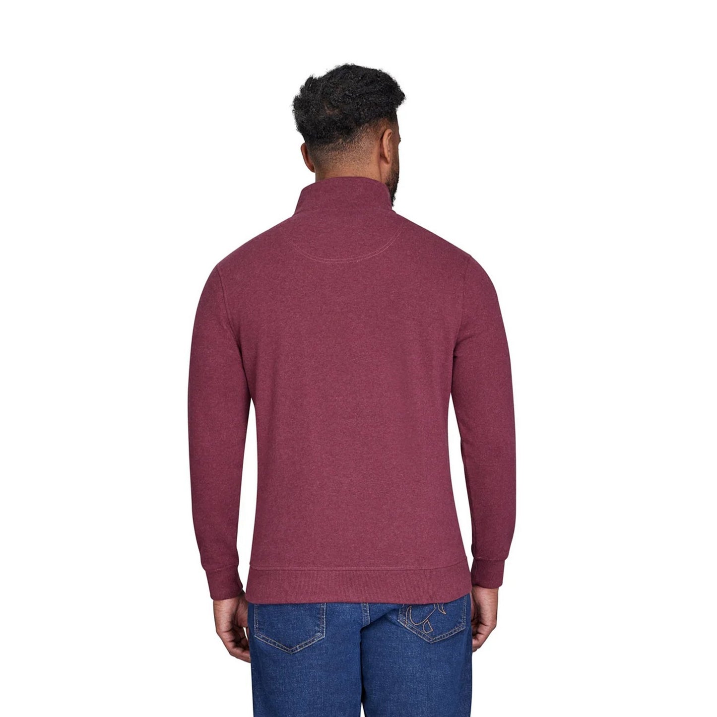 Claret - Back - Raging Bull Mens Classic Woven Patch Quarter Zip Sweatshirt