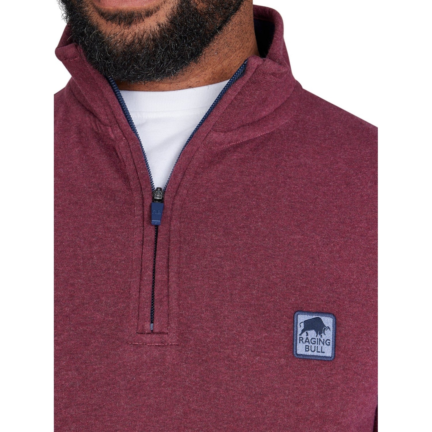 Claret - Side - Raging Bull Mens Classic Woven Patch Quarter Zip Sweatshirt