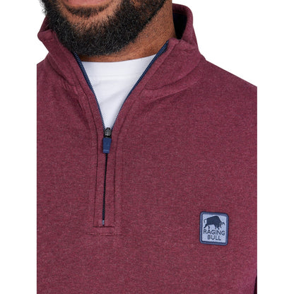 Claret - Side - Raging Bull Mens Classic Woven Patch Quarter Zip Sweatshirt