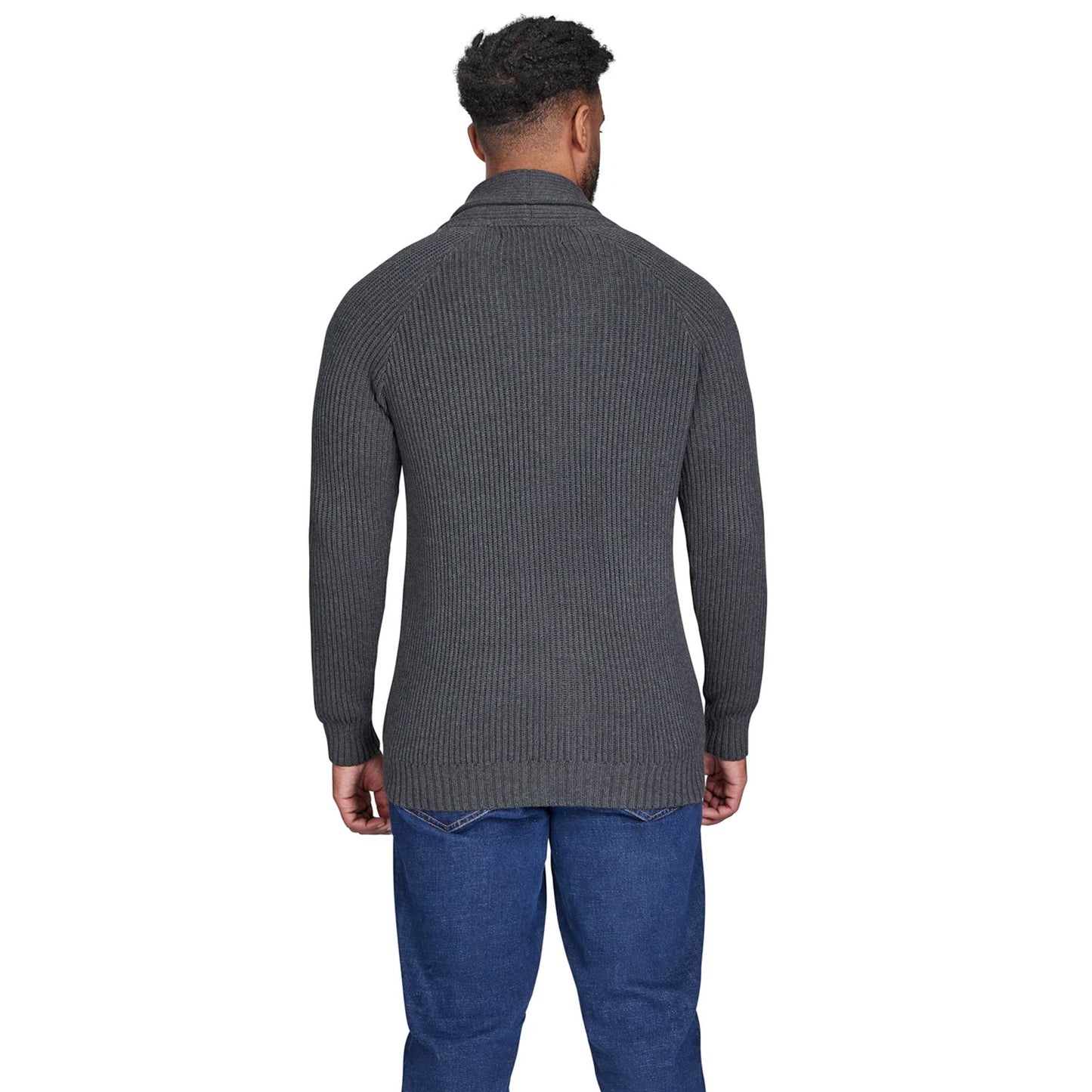 Dark Grey Marl - Back - Raging Bull Mens Button-Down Cardigan