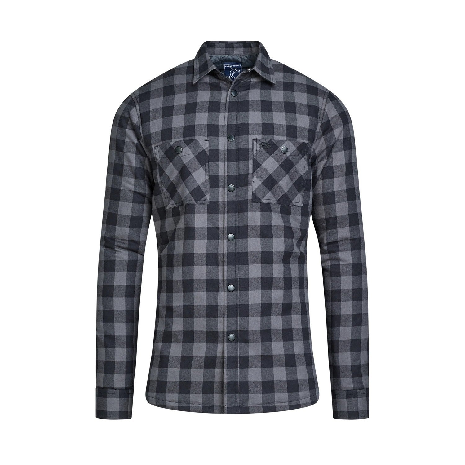 Black - Front - Raging Bull Mens Checked Quilted Shirt Jacket