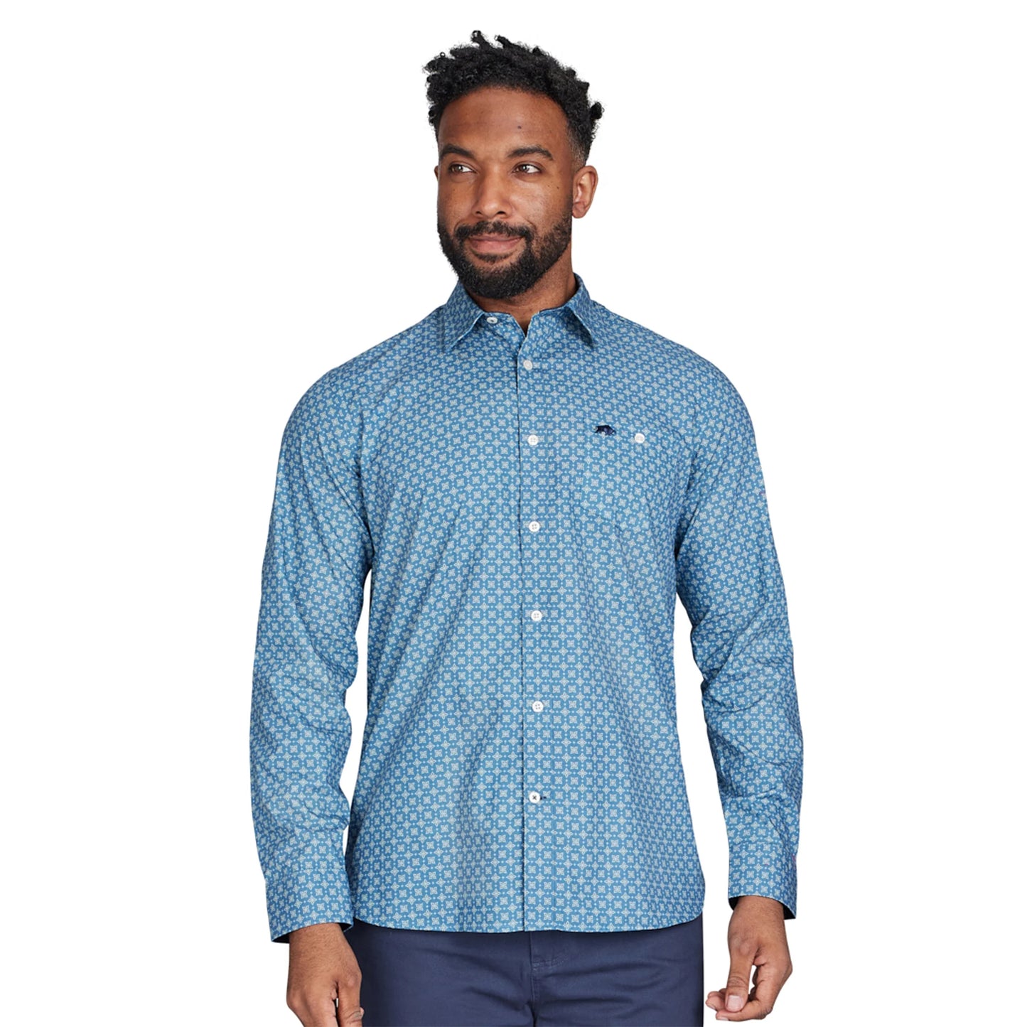 Denim Blue - Side - Raging Bull Mens Diamond Long-Sleeved Shirt