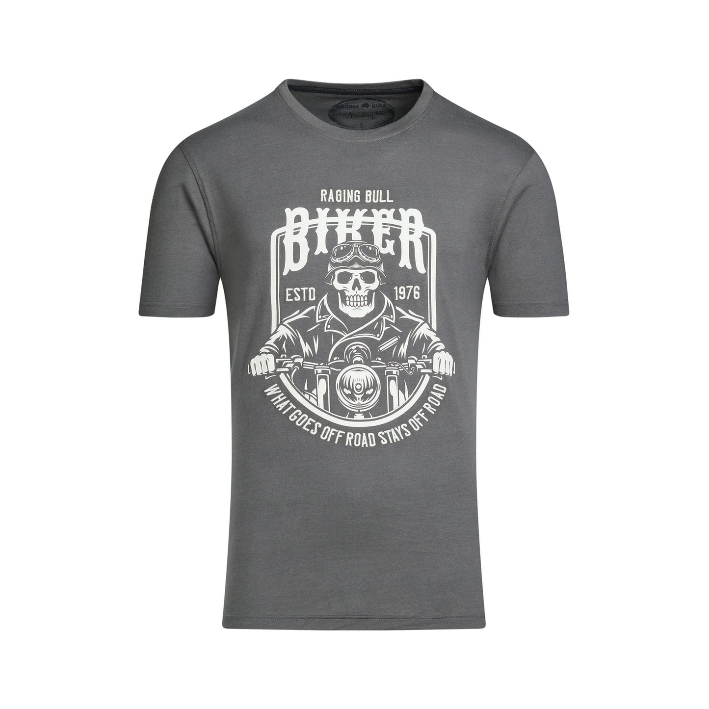 Slate - Front - Raging Bull Mens Biker Skull T-Shirt