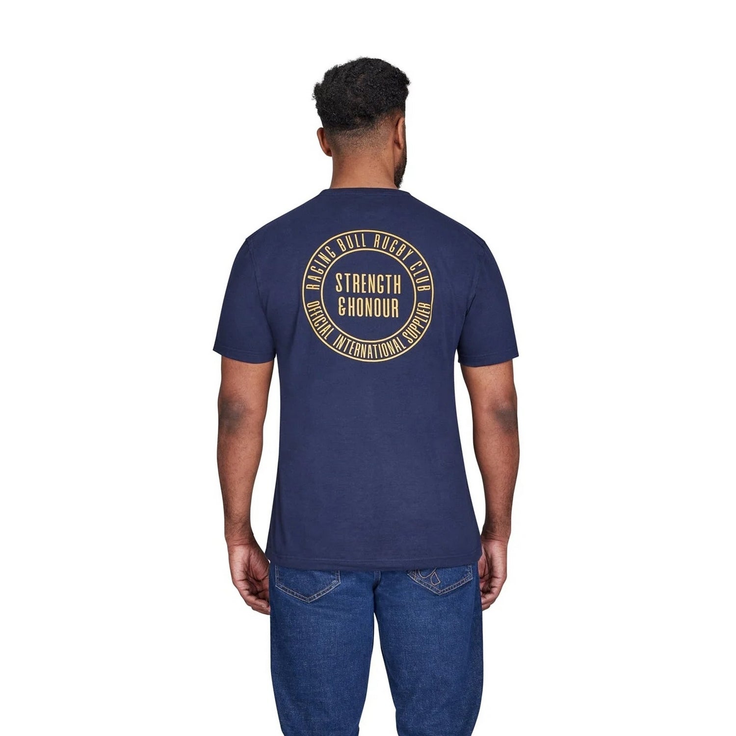 Navy - Back - Raging Bull Mens Strength & Honour T-Shirt