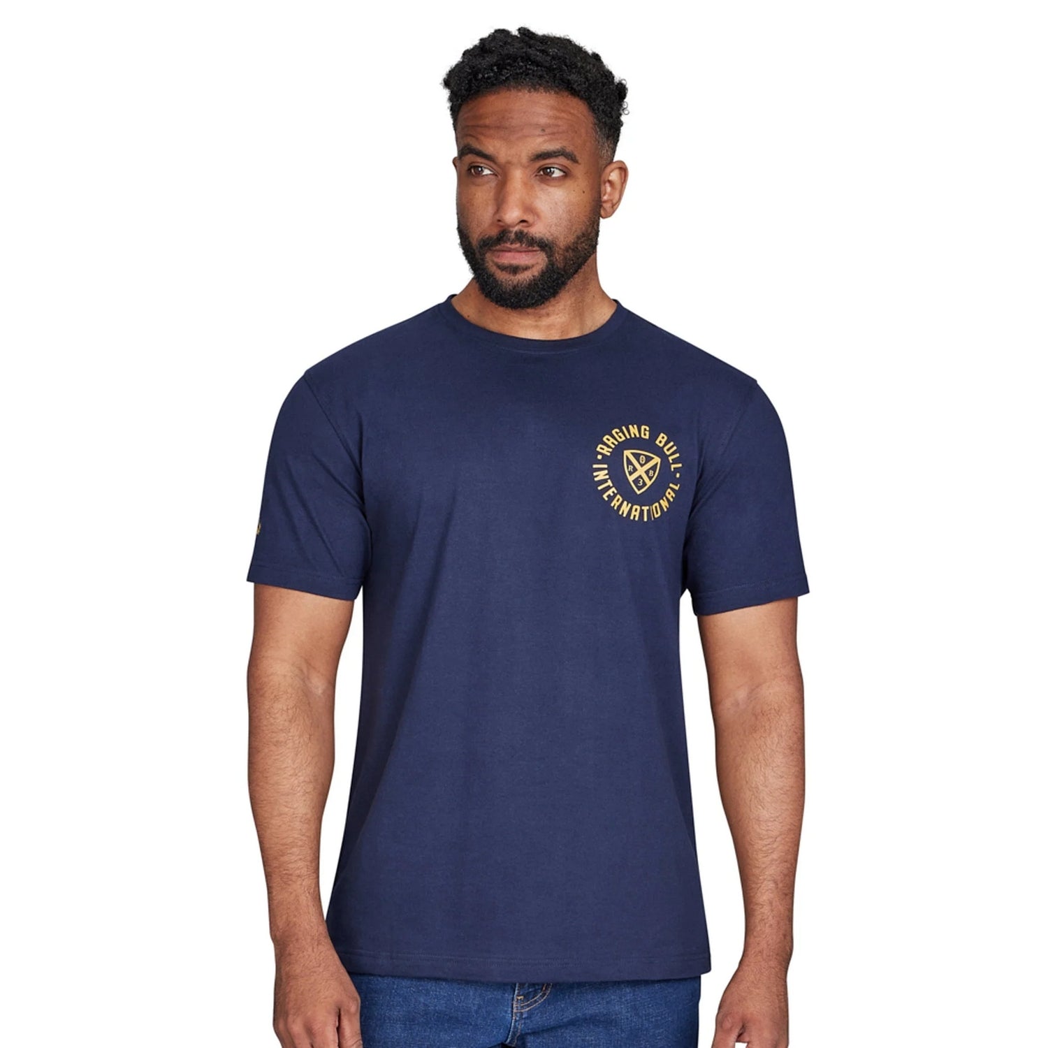 Navy - Side - Raging Bull Mens Strength & Honour T-Shirt