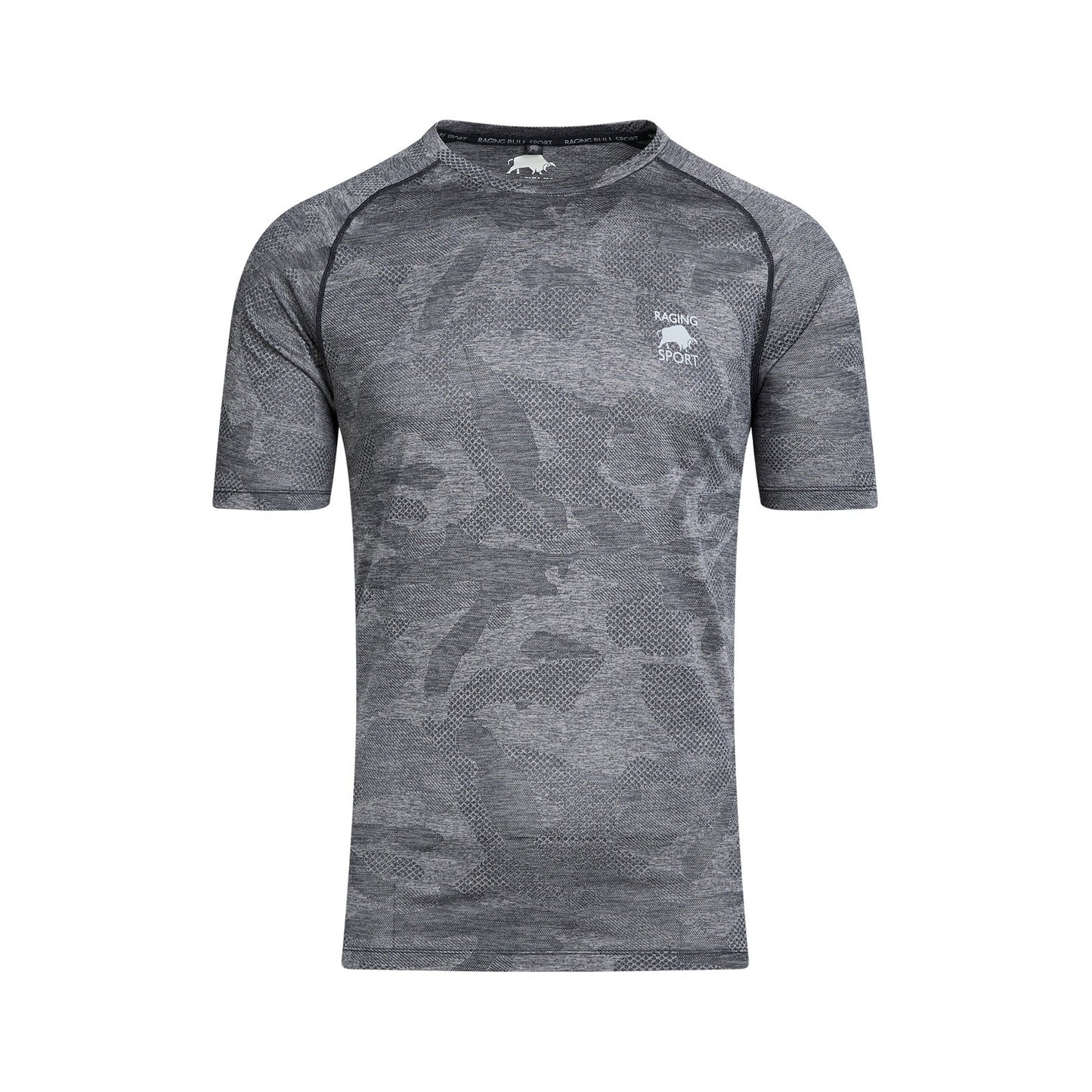 Black - Front - Raging Bull Mens Jacquard T-Shirt