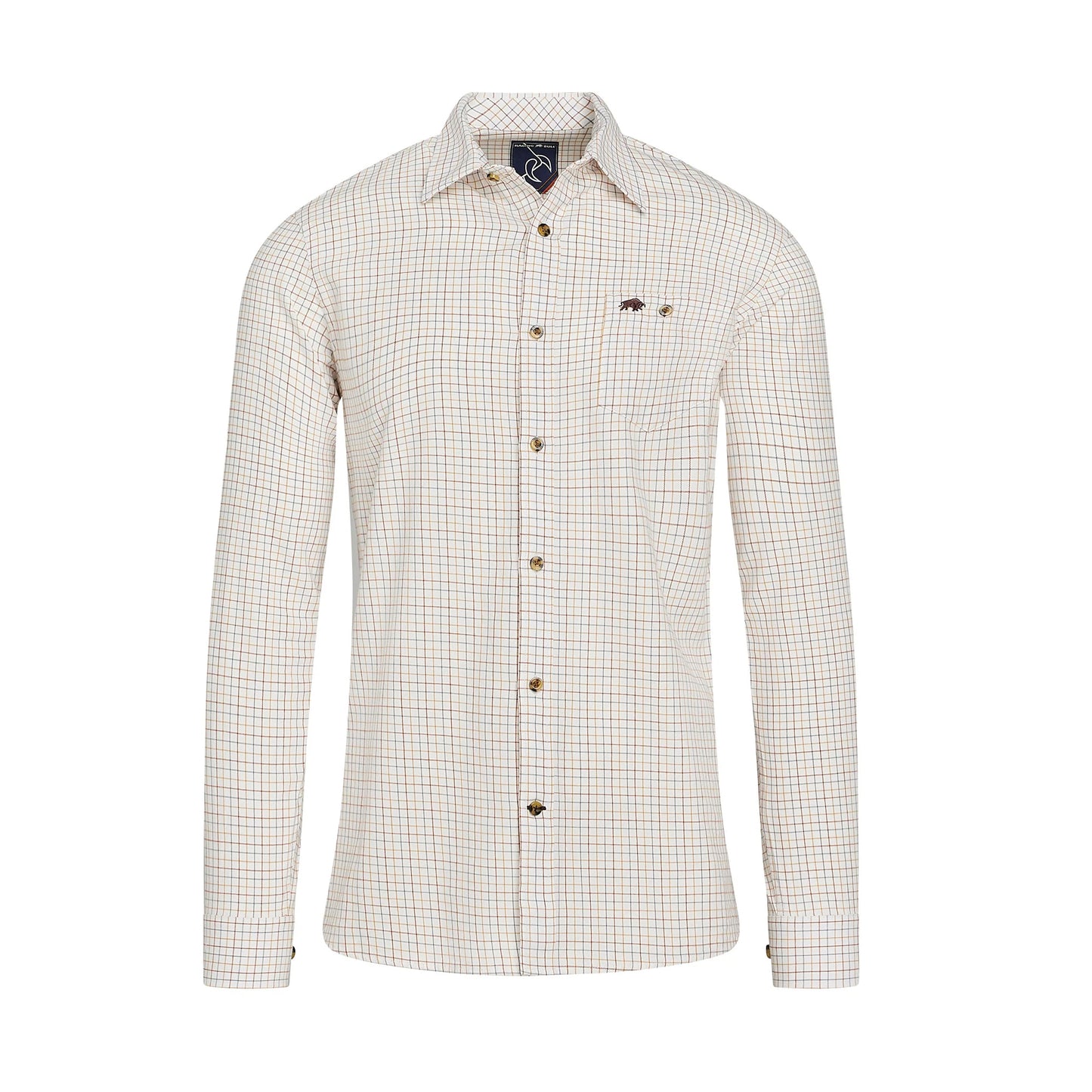 White - Front - Raging Bull Mens Country Check Brushed Cotton Long-Sleeved Shirt