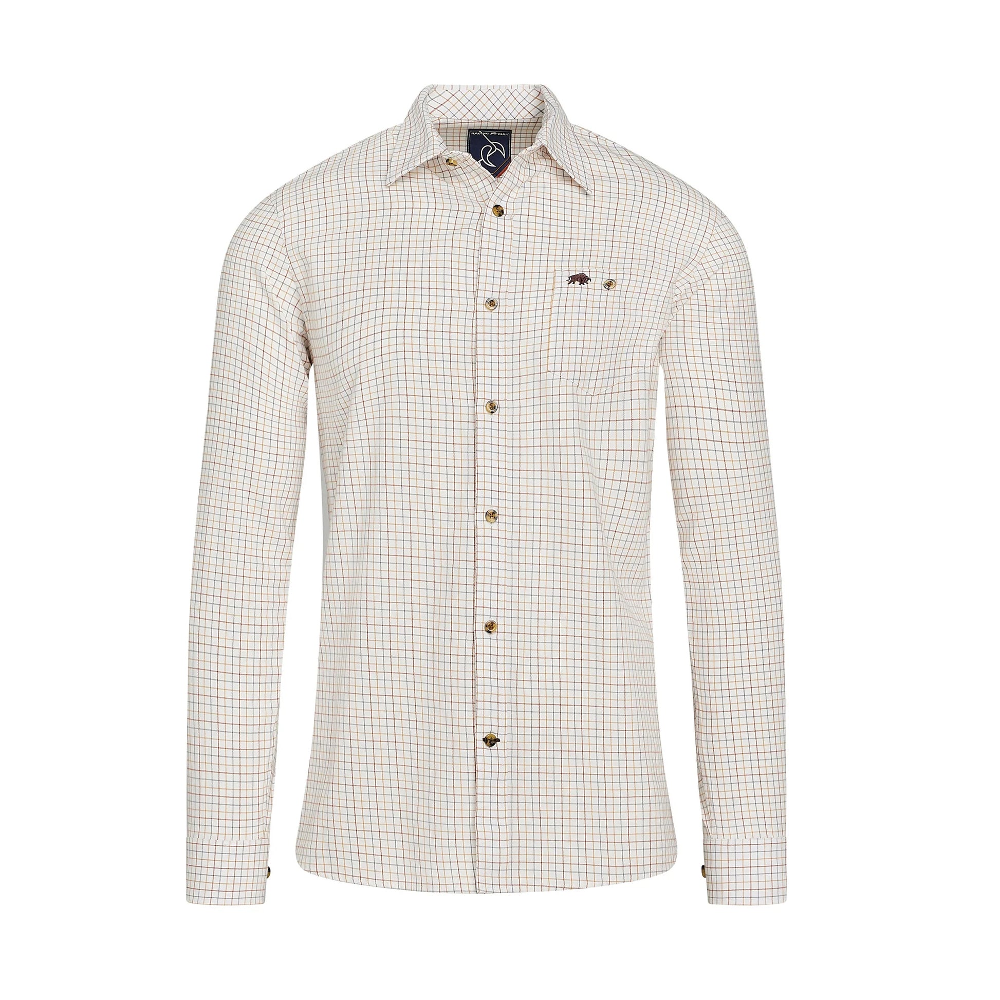 White - Front - Raging Bull Mens Country Check Brushed Cotton Long-Sleeved Shirt