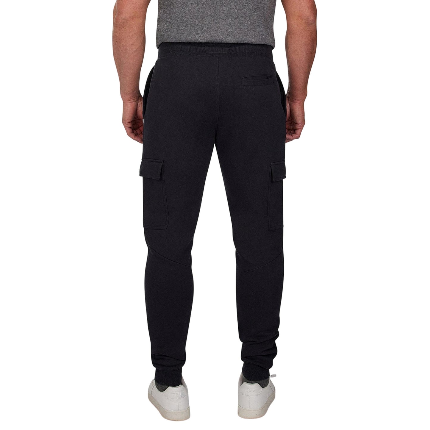 Black - Back - Raging Bull Mens Cuffed Ankle Cargo Jogging Bottoms