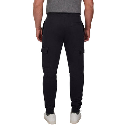 Black - Back - Raging Bull Mens Cuffed Ankle Cargo Jogging Bottoms