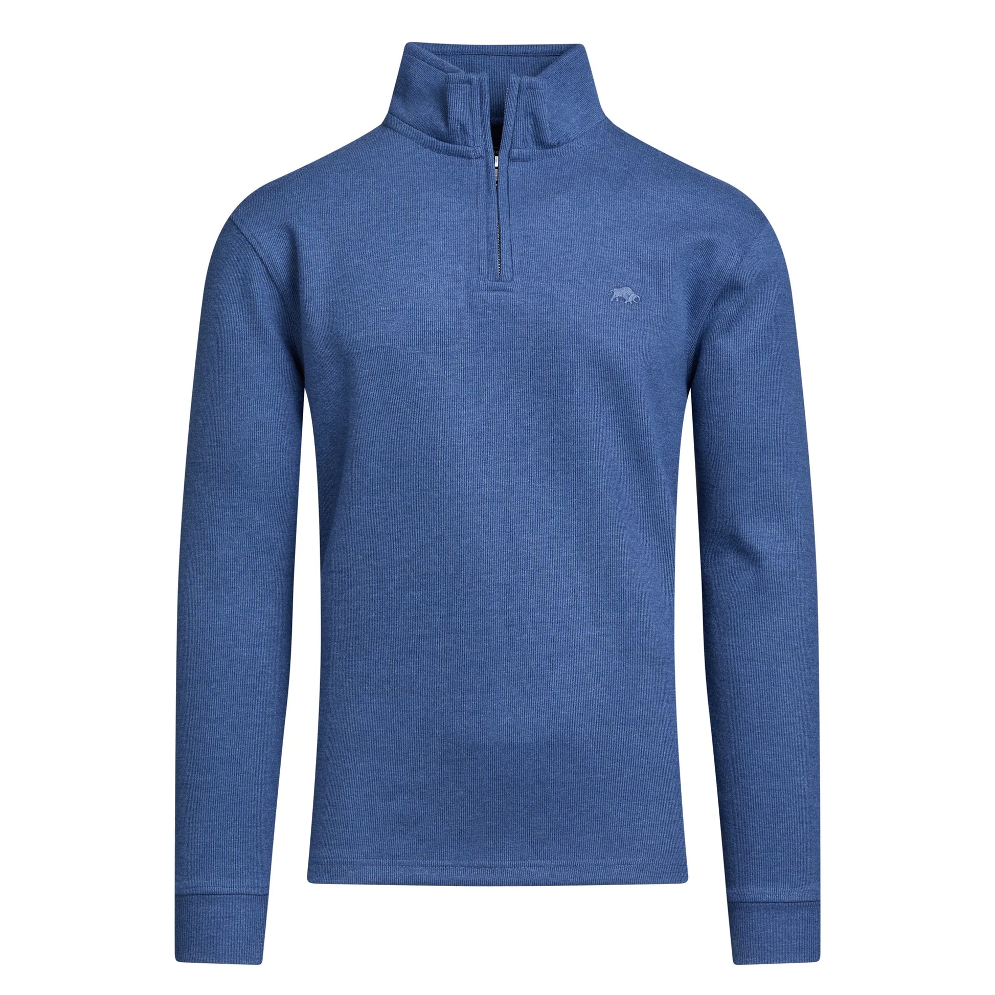 Denim - Front - Raging Bull Mens Classic French Rib Quarter Zip Jumper