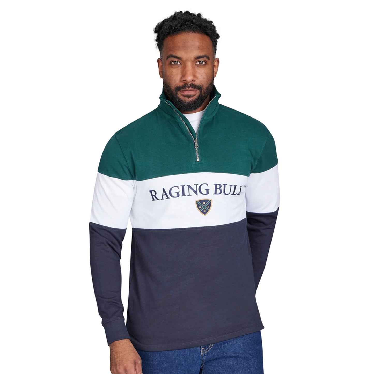 Navy - Side - Raging Bull Mens Cut & Sew Quarter Zip Pullover