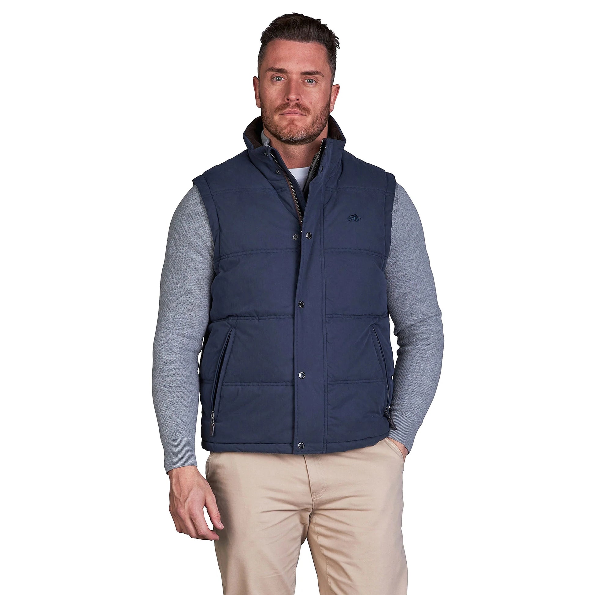 Navy - Side - Raging Bull Mens Classic Padded Gilet