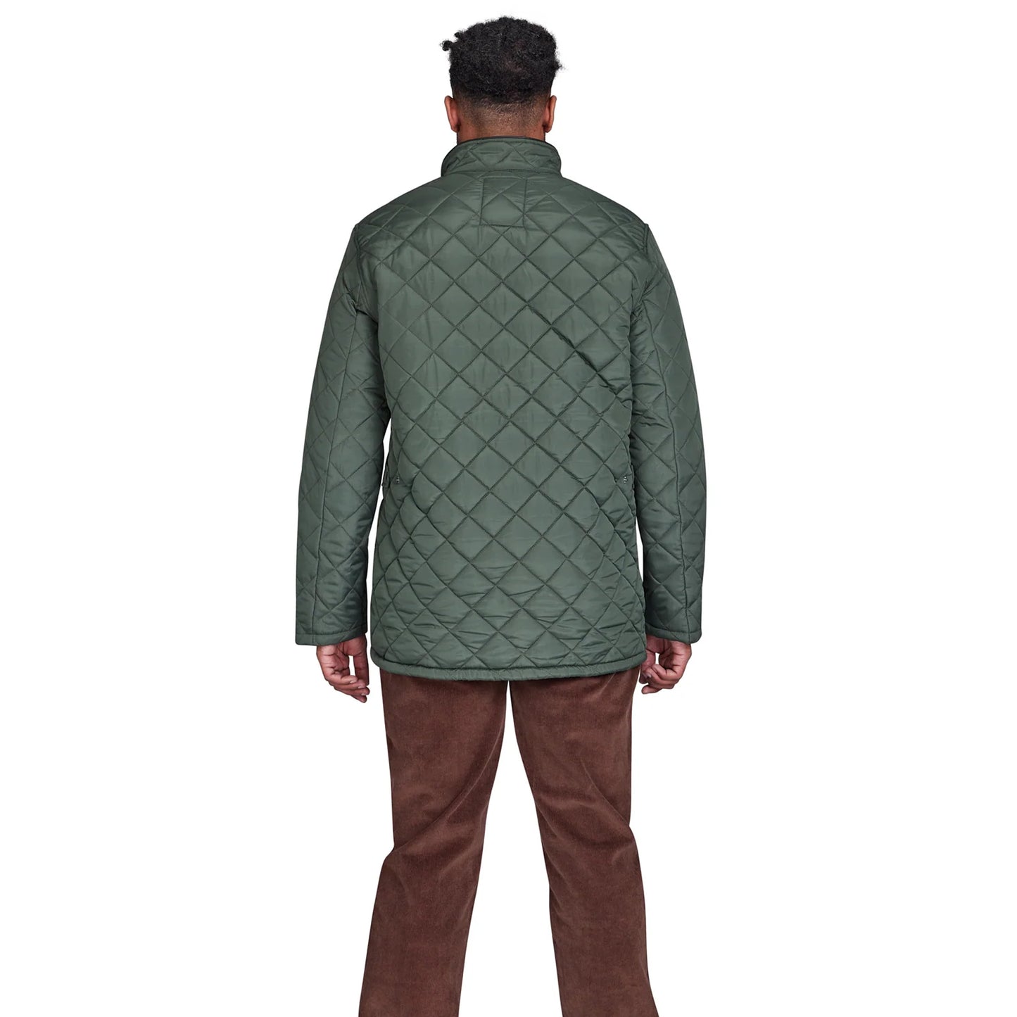 Khaki Green - Back - Raging Bull Mens Diamond Quilt Jacket