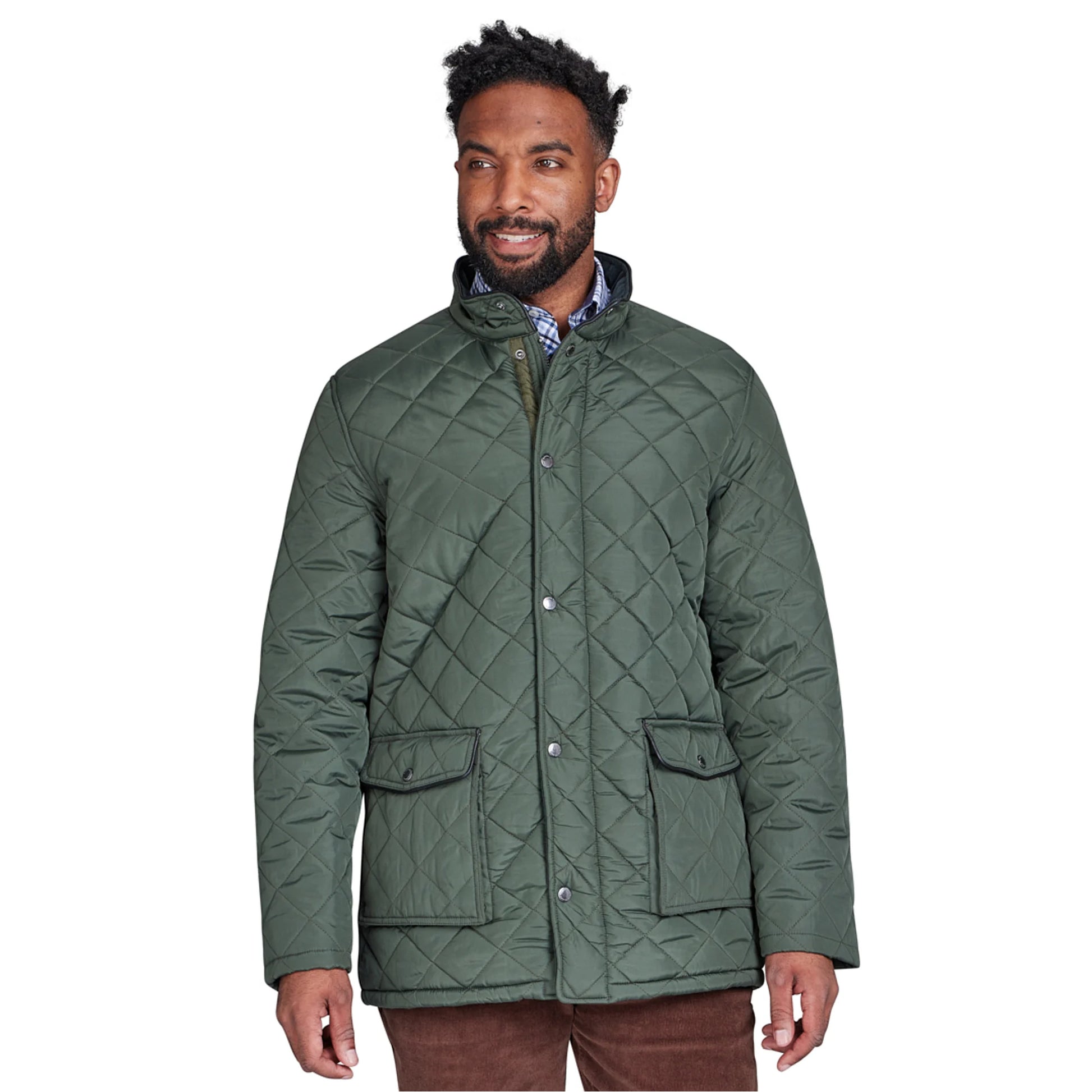 Khaki Green - Side - Raging Bull Mens Diamond Quilt Jacket