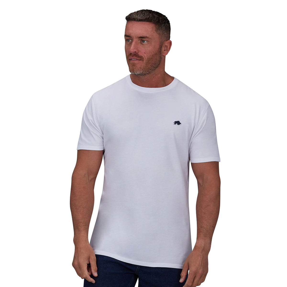 White - Side - Raging Bull Mens Classic Organic T-Shirt