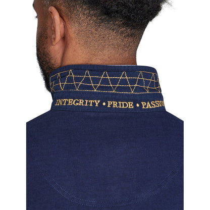Navy - Side - Raging Bull Mens Harlequin Long-Sleeved Rugby Polo Shirt