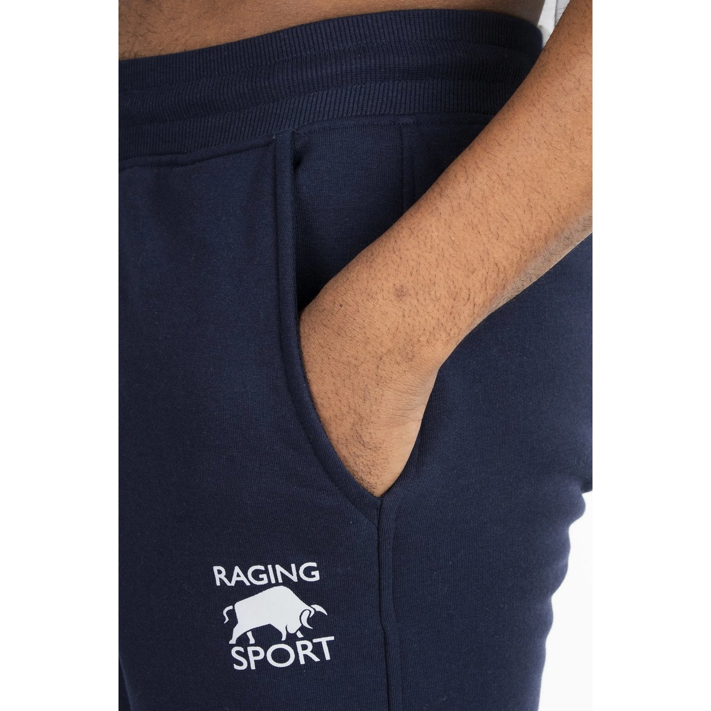 Navy - Side - Raging Bull Mens Plain Jogging Bottoms