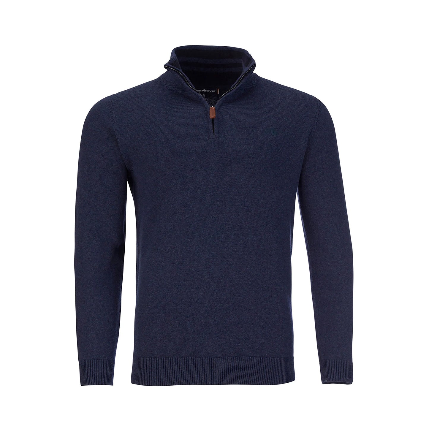 Navy - Front - Raging Bull Mens Knitted Quarter Zip Classic Sweatshirt