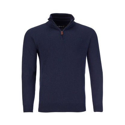 Navy - Front - Raging Bull Mens Knitted Quarter Zip Classic Sweatshirt