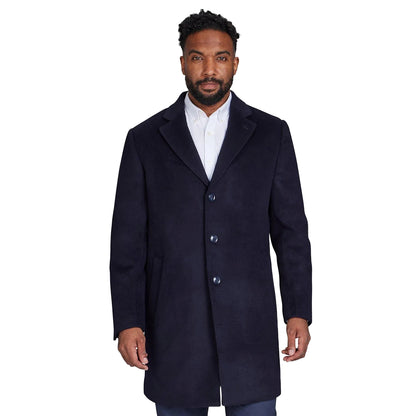 Navy - Side - Raging Bull Mens Wool Blend Coat