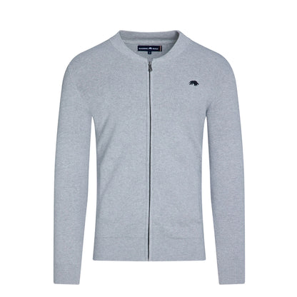 Grey Marl - Front - Raging Bull Mens Knitted Baseball Collar Cardigan