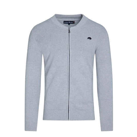 Grey Marl - Front - Raging Bull Mens Knitted Baseball Collar Cardigan