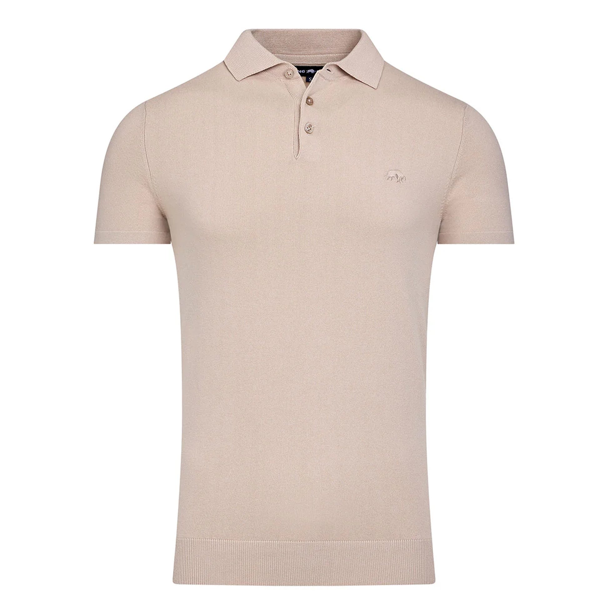 Stone - Front - Raging Bull Mens Knitted Short-Sleeved Polo Shirt