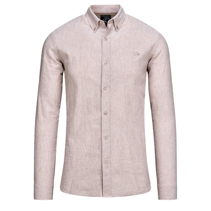 Tan - Front - Raging Bull Mens Classic Linen Long-Sleeved Shirt