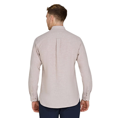 Tan - Back - Raging Bull Mens Classic Linen Long-Sleeved Shirt