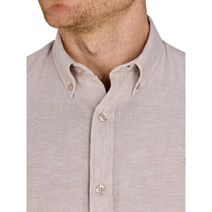 Tan - Lifestyle - Raging Bull Mens Classic Linen Long-Sleeved Shirt