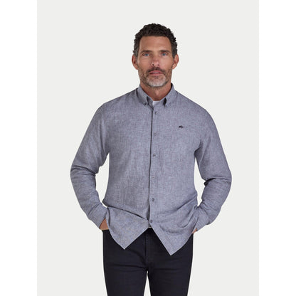 Charcoal - Front - Raging Bull Mens Classic Linen Long-Sleeved Shirt