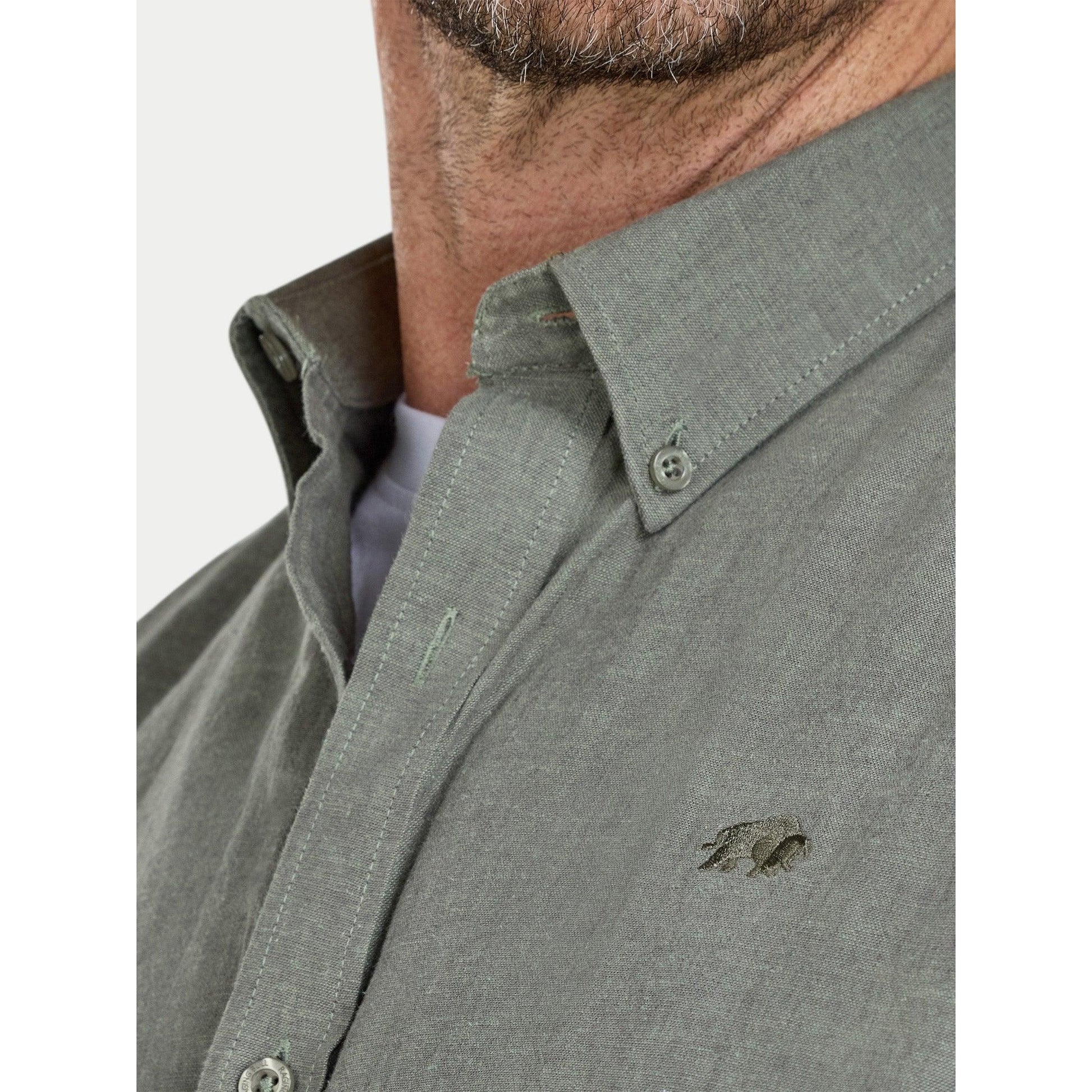 Olive - Lifestyle - Raging Bull Mens Classic Linen Long-Sleeved Shirt