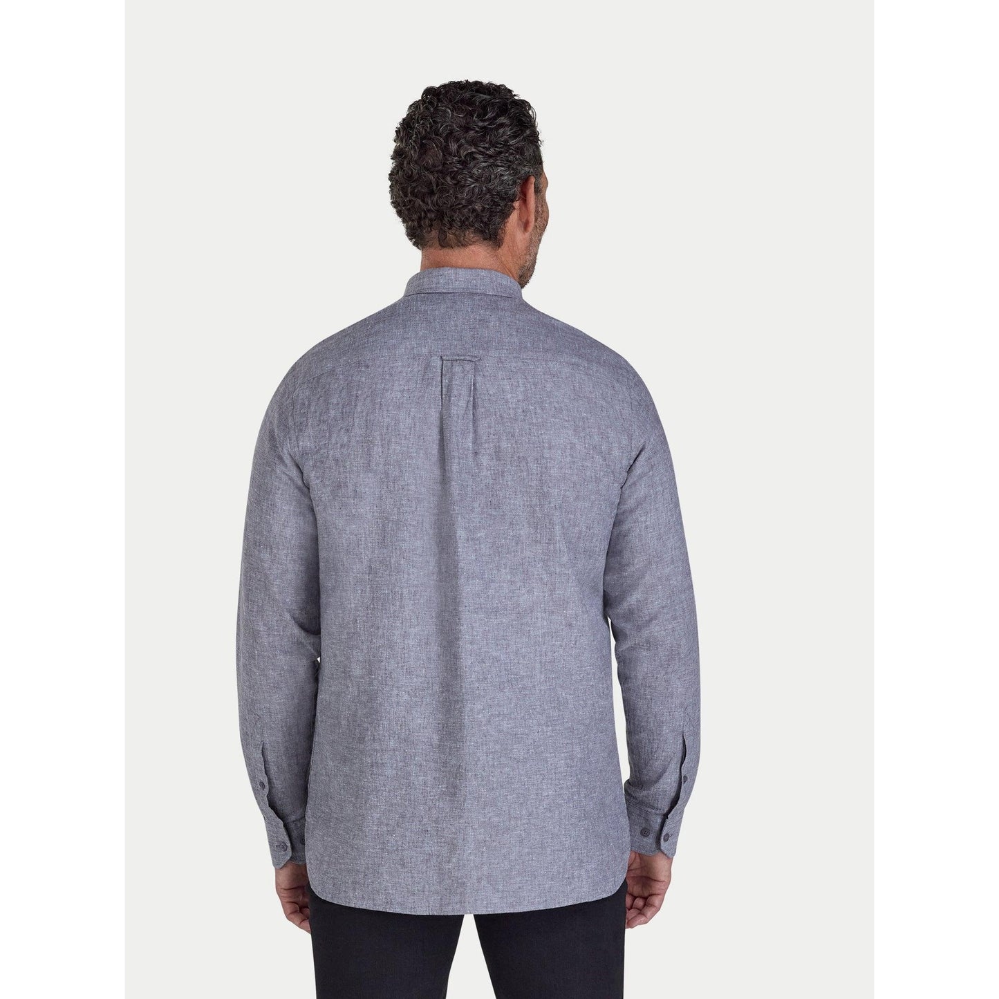 Charcoal - Back - Raging Bull Mens Classic Linen Long-Sleeved Shirt