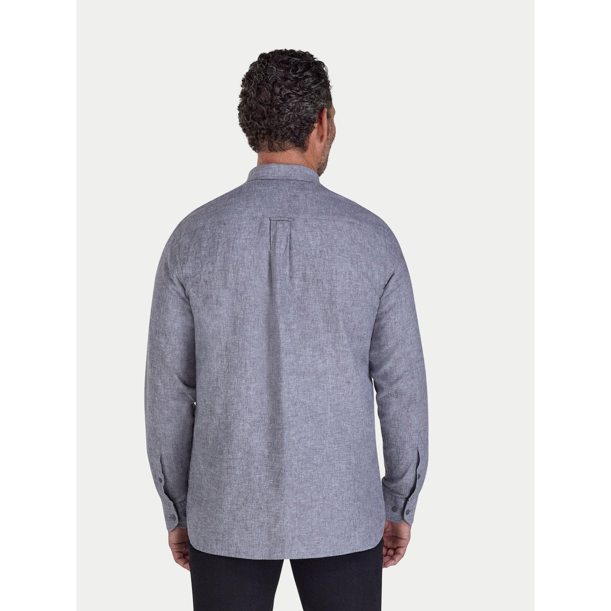 Charcoal - Back - Raging Bull Mens Classic Linen Long-Sleeved Shirt