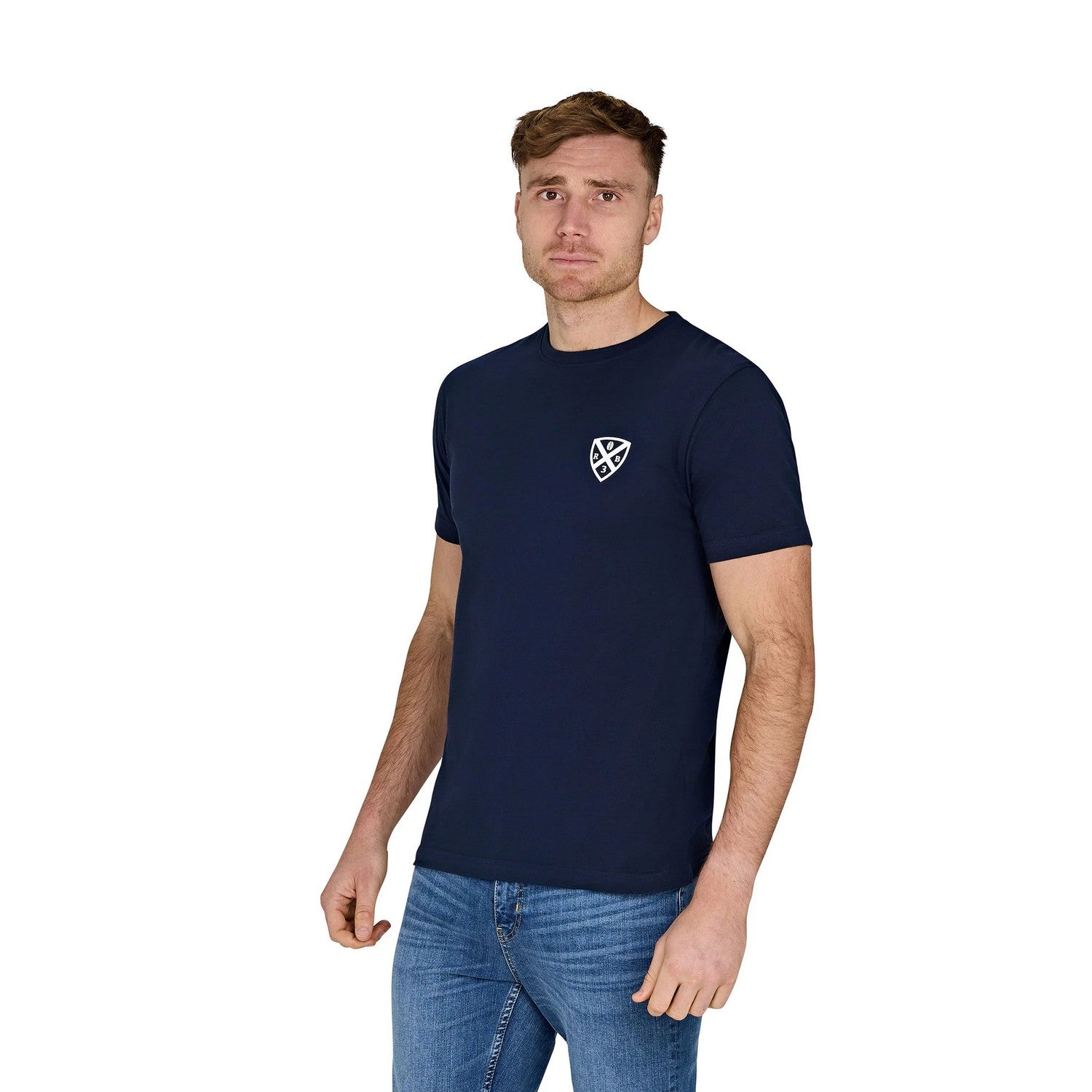 Navy - Pack Shot - Raging Bull Mens Rugby Club Back Print T-Shirt
